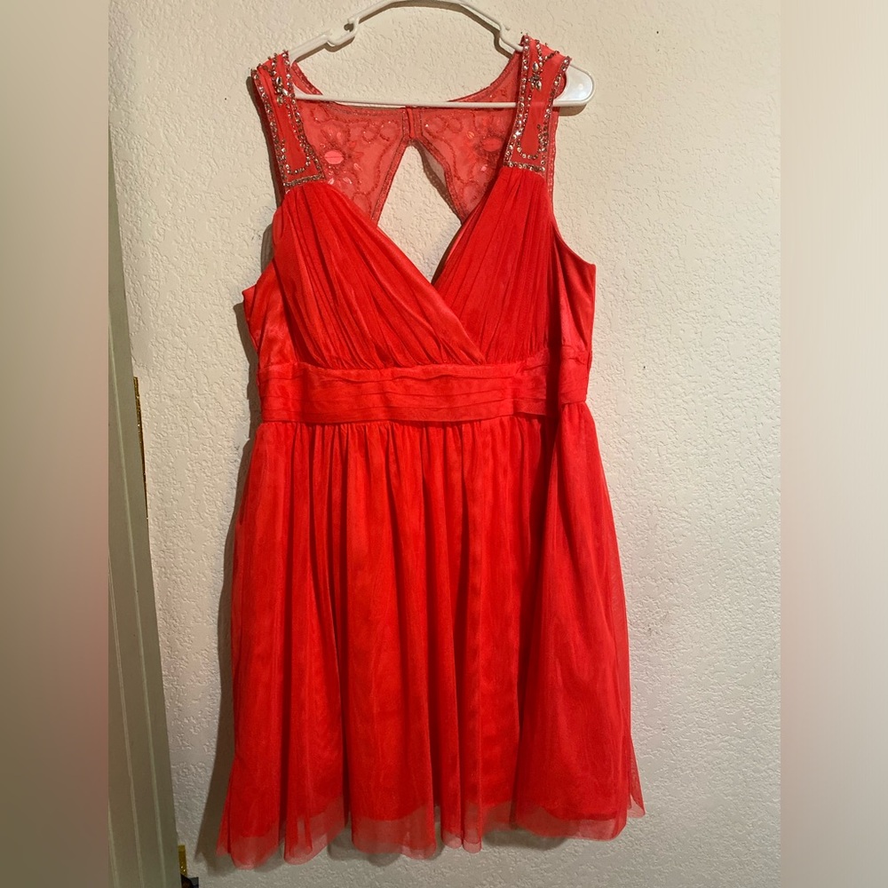 Vibrant Red Formal Dress - Knee Length